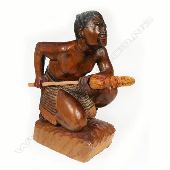 Vintage (Stan Goodsell) Māori carved warrior figure,